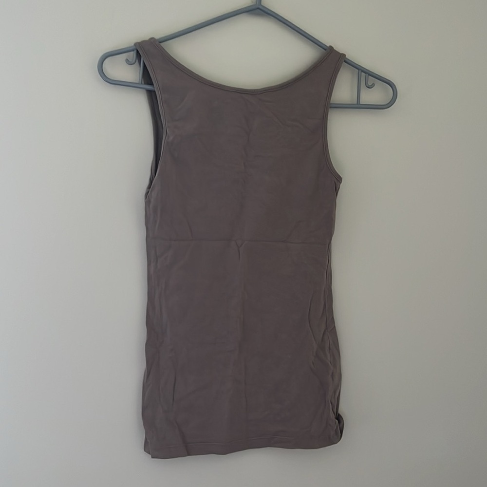 H&M Basic Taupe Stretch Cotton Tank Top XS - Picture 2 of 5